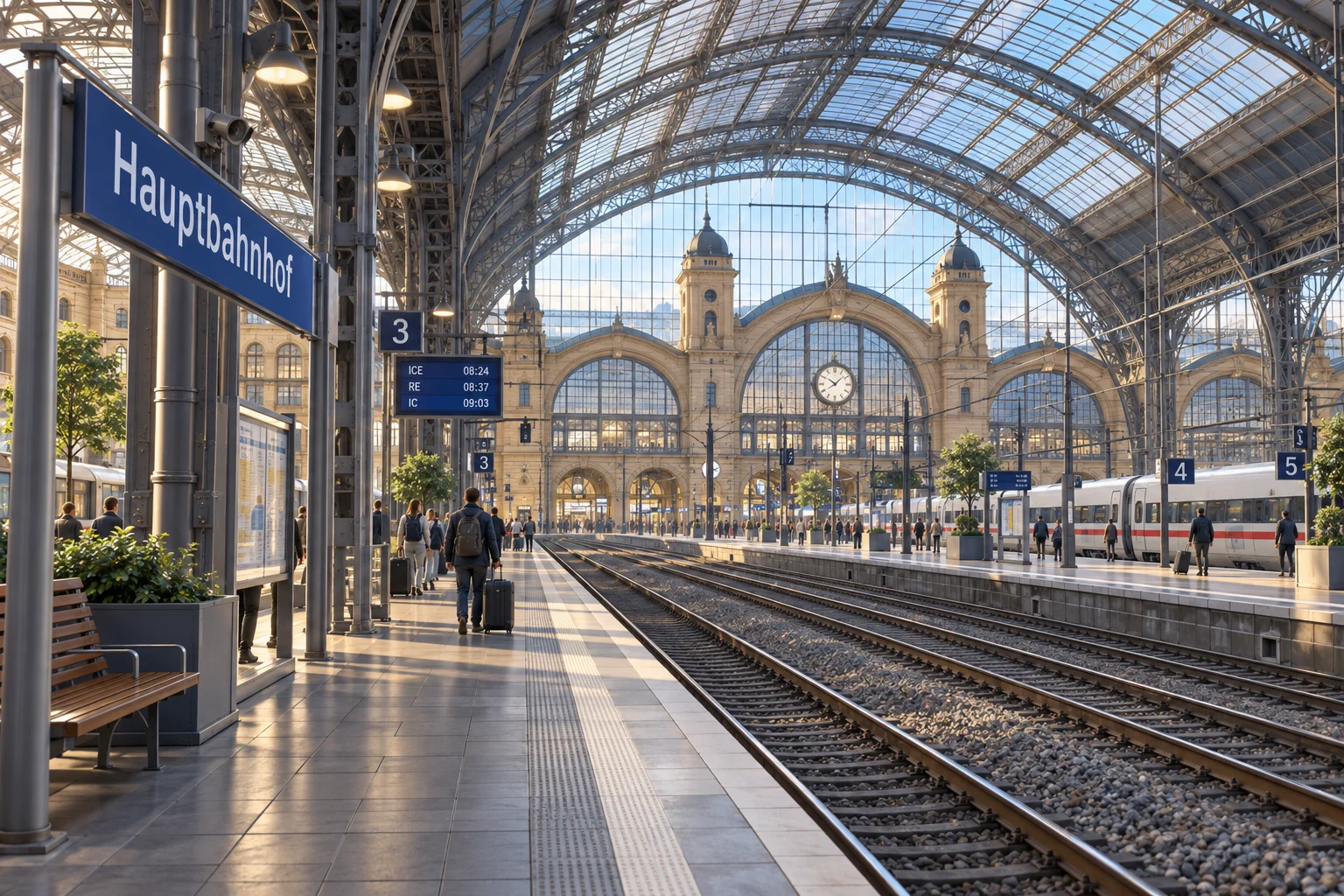 Mitteleuropäische Bahnhofshalle