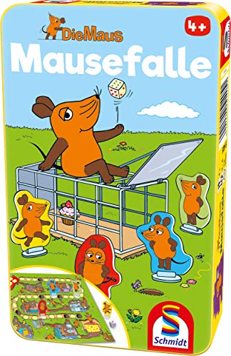 Schmidt Spiele Mouse TV 51405 Maus, Mausefalle in Metalldose, Reisespiel, grün