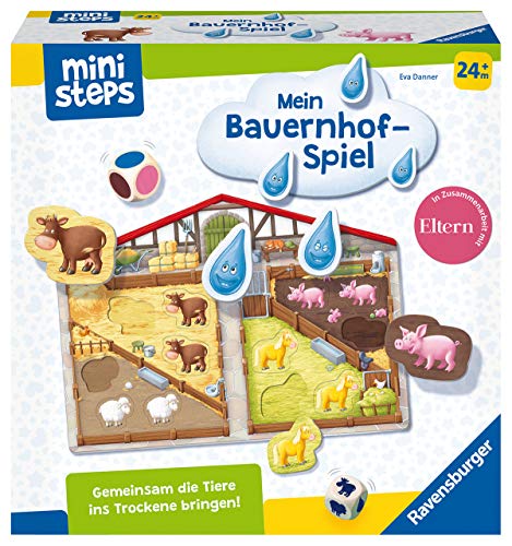 Ravensburger ministeps 4173 Unser Bauernhof-Spiel, Erstes Spiel rund um Tiere, Farben und Formen – Spielzeug ab 2 Jahre