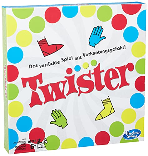 Hasbro Gaming Twister Spiel, Partyspiel für Familien und Kinder, Twister Spiel ab 6 Jahren, klassisches Spiel für drinnen und draußen